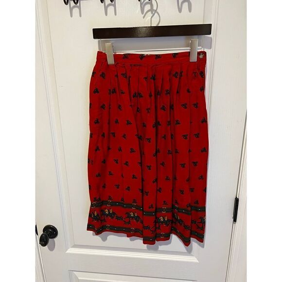 Vintage Decouve red Horse print and racing skirt side zip size 10 - Picture 1 of 12